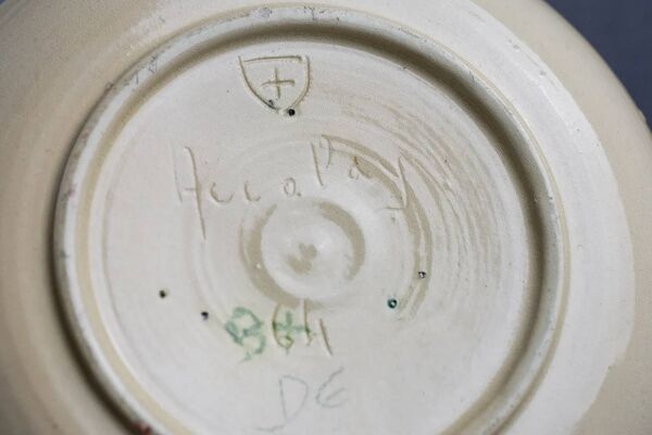 Accolay – assiette faïence émaillée décor abstrait en Cépamine – années 70