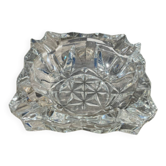 Classic square clear glass ashtray.