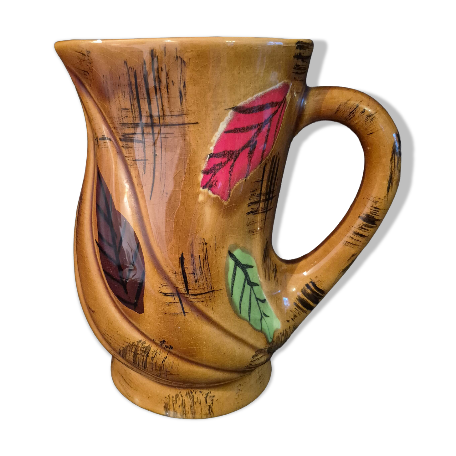 Ceramic jug with a handle signed Poët-Laval model Turban (A132)