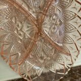 Art Deco pink molded glass aperitif serving dish