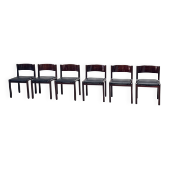 Set of six Italian leather dining chairs