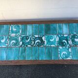 Old green ceramic coffee table from Cazaux