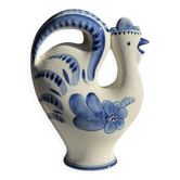 Vintage white ceramic carafe with blue Gjel-style decoration, USSR.