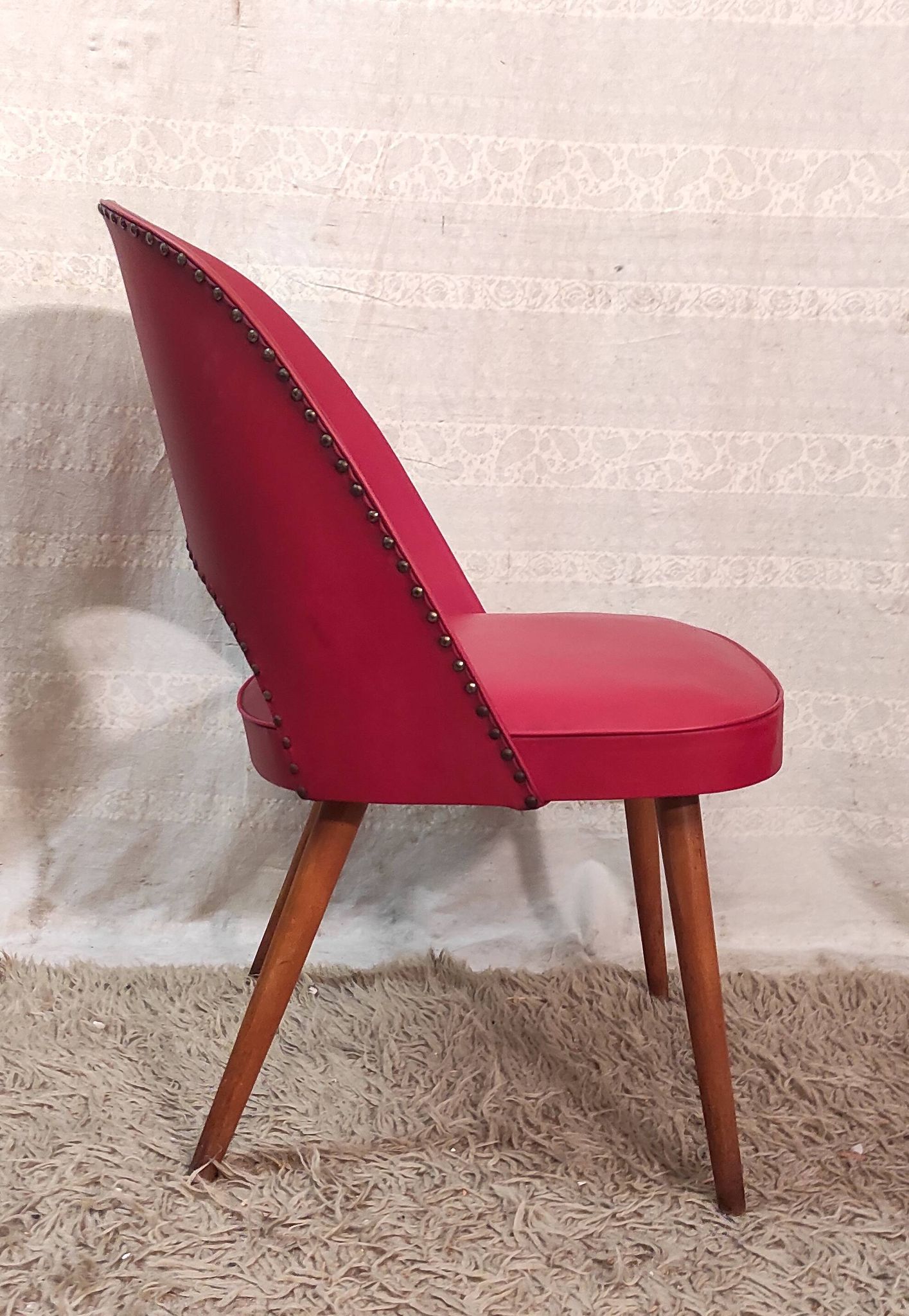 Red Bauhaus armchair by Thonet, 1950s-60s.