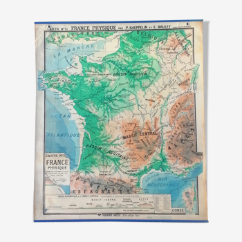 Ancienne carte de la France N°11 Hatier Kaeppelin.