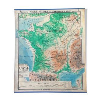 Ancienne carte de la France N°11 Hatier Kaeppelin.