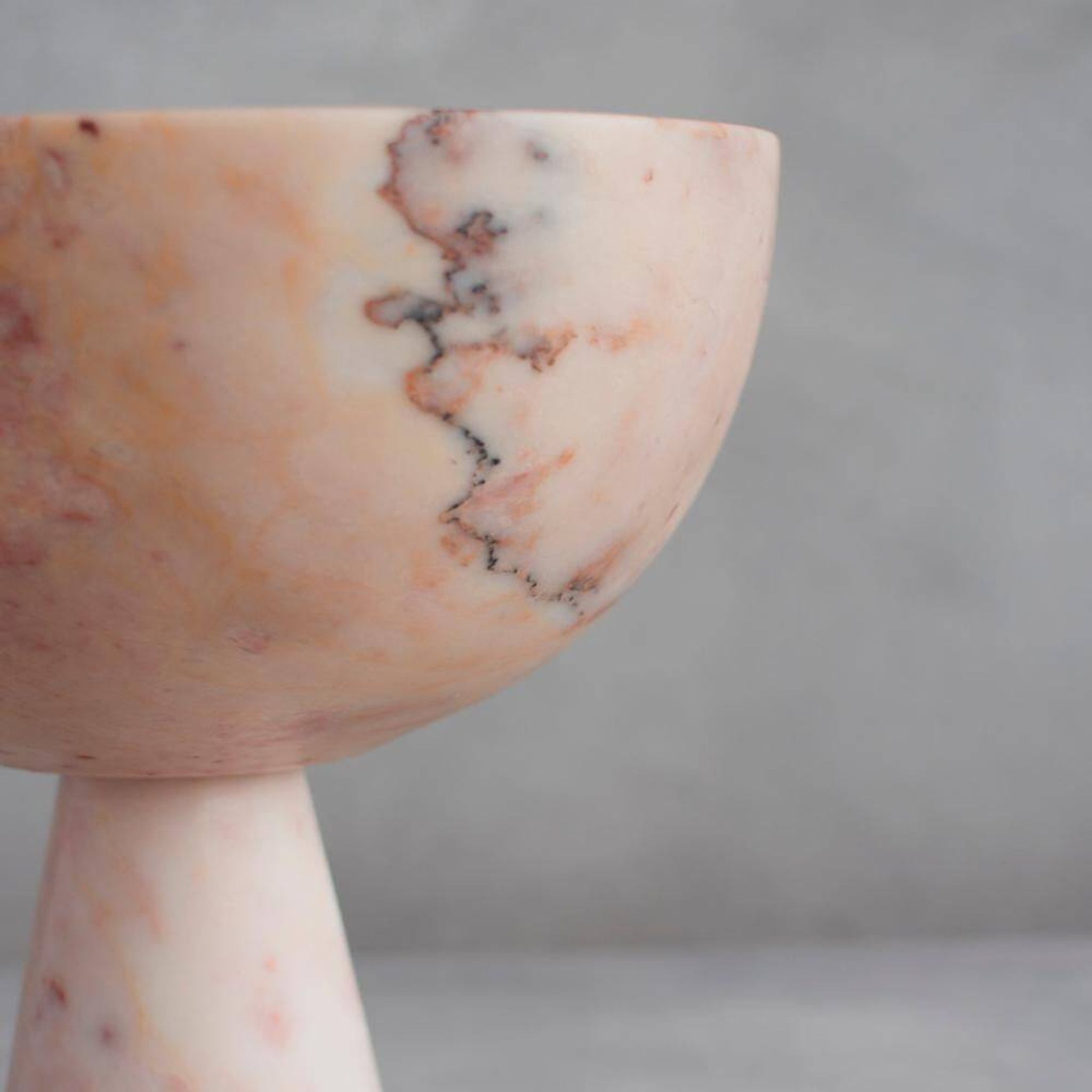 XL pink marble pedestal bowl