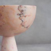 XL pink marble pedestal bowl