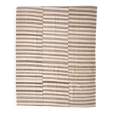 210x300 cm Natural Turkish Kilim, Striped white and brown kilim carpet