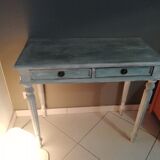 Desk / console painted and patinated 2 drawers