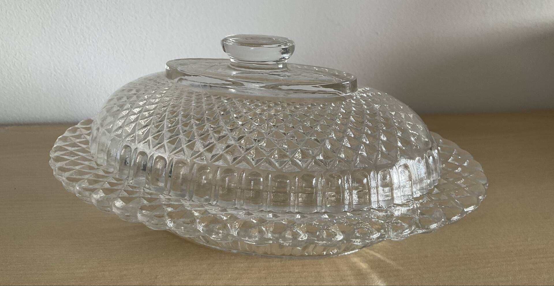 Vintage glass butter dish