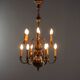 Antique bronze and glass chandelier with 12 lights, Netherlands, 20th century.