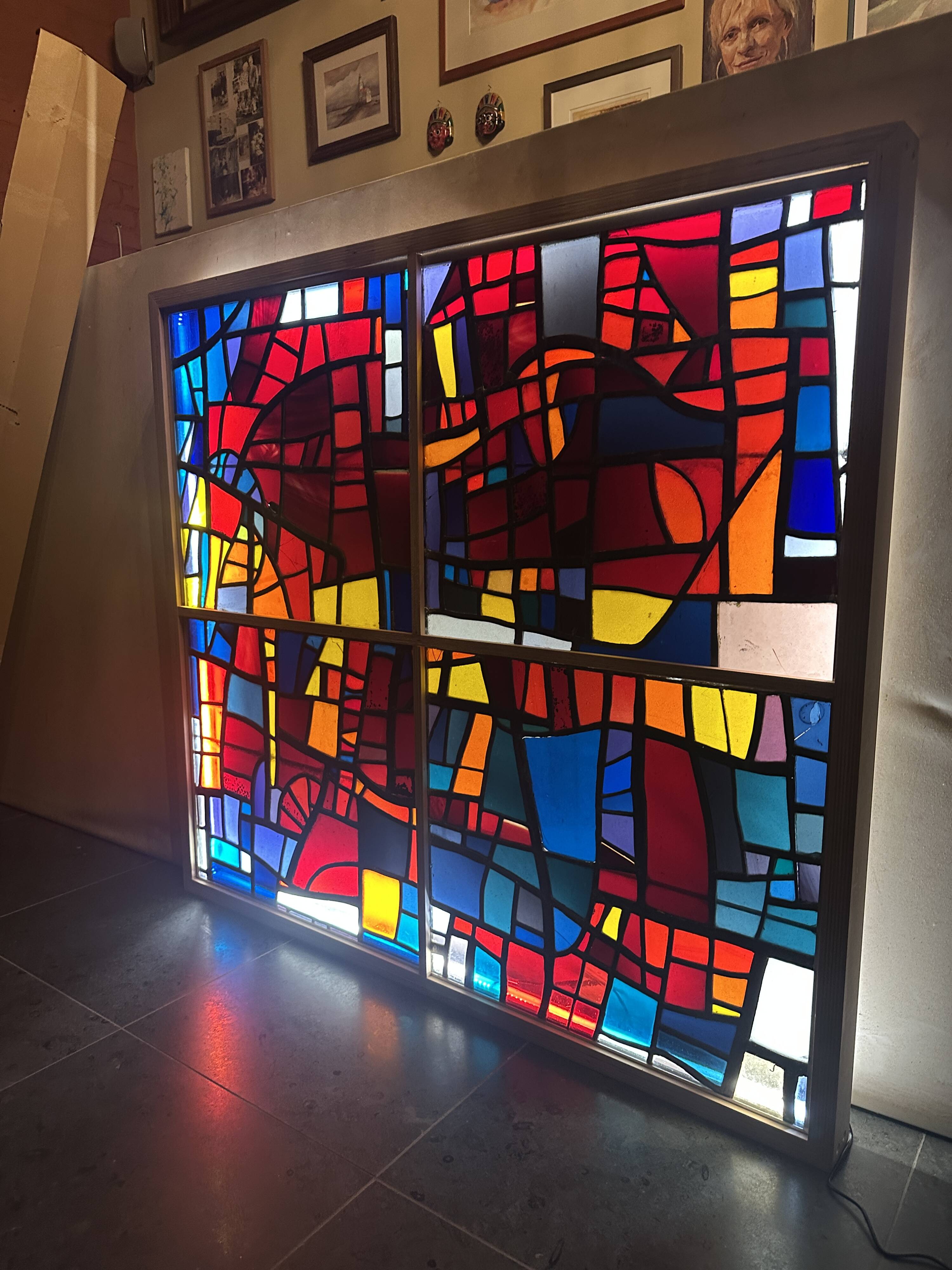 Vitrail  cabinet - Stained Glass 1960