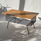 Mid-century metal and wood coffee table with magazine rack, Italy