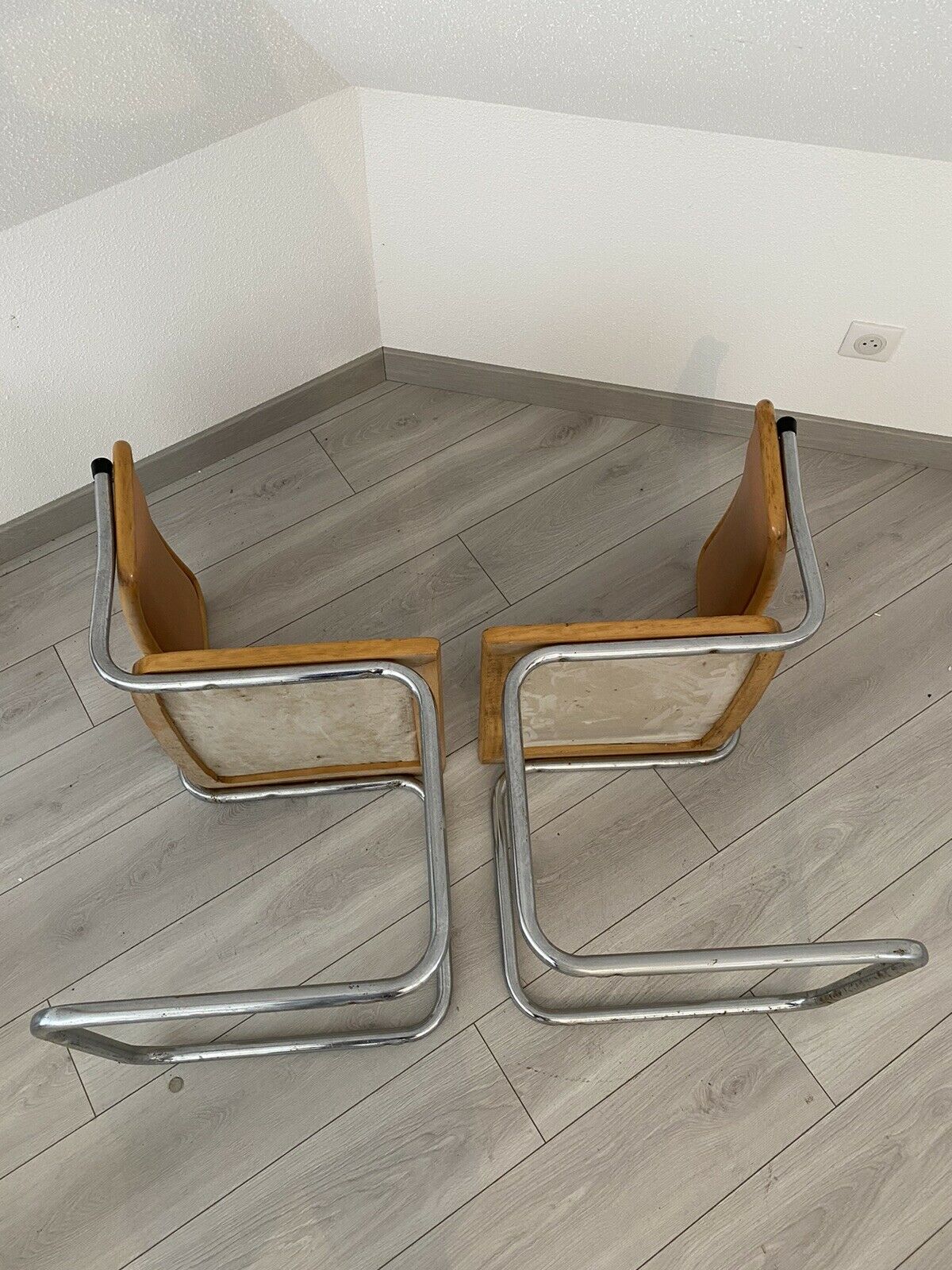 Pair chairs B32 Cesca skaï by Marcel Breuer vintage 1960