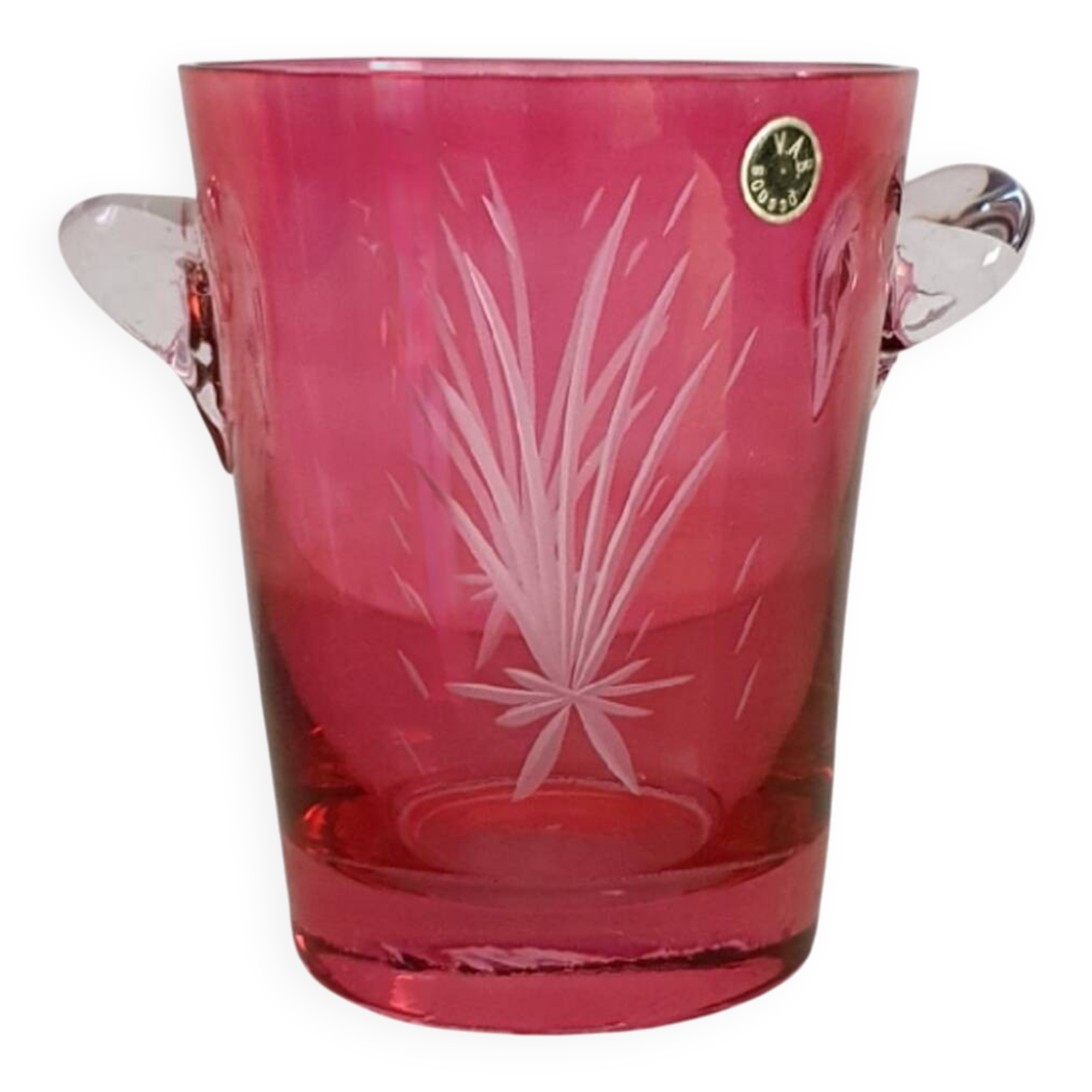Cut crystal ice bucket - Boussu art glassware