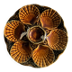 Set of 12 oyster or shell plates in glazed brown ceramic D