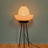 Tripod lamp in opaline glass and black lacquered metal
