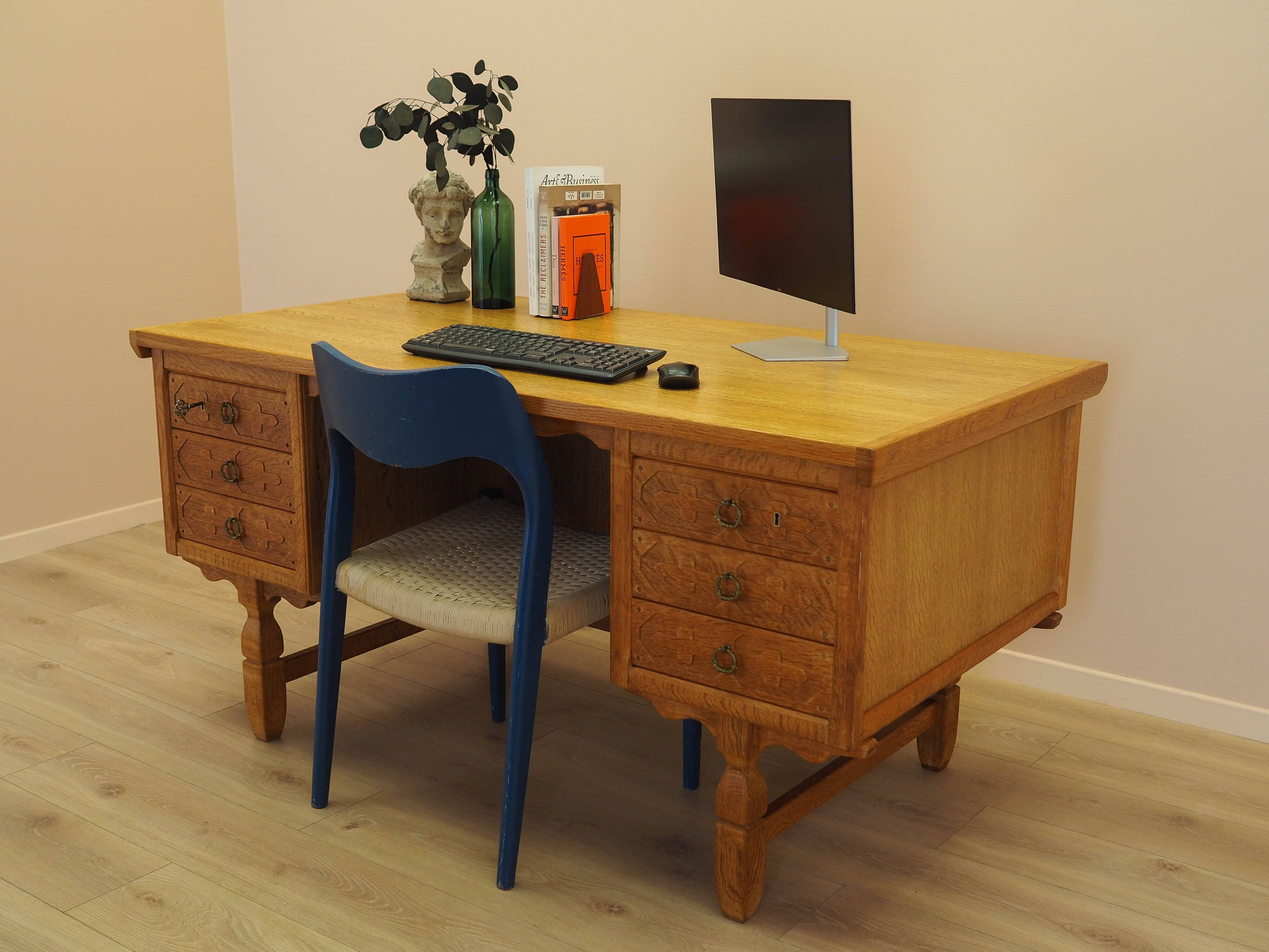 Oak desk, Danish design, 1960s, designer: Henning Kjærnulf