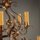 Antique chandelier in gilded iron and sheet metal, 12 lights, Italy, 20th century