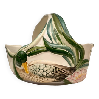 Vintage hand-painted ceramic basket