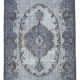 Tapis bleu anatolien sculpté à la main des années 1980 161 cm x 267 cm