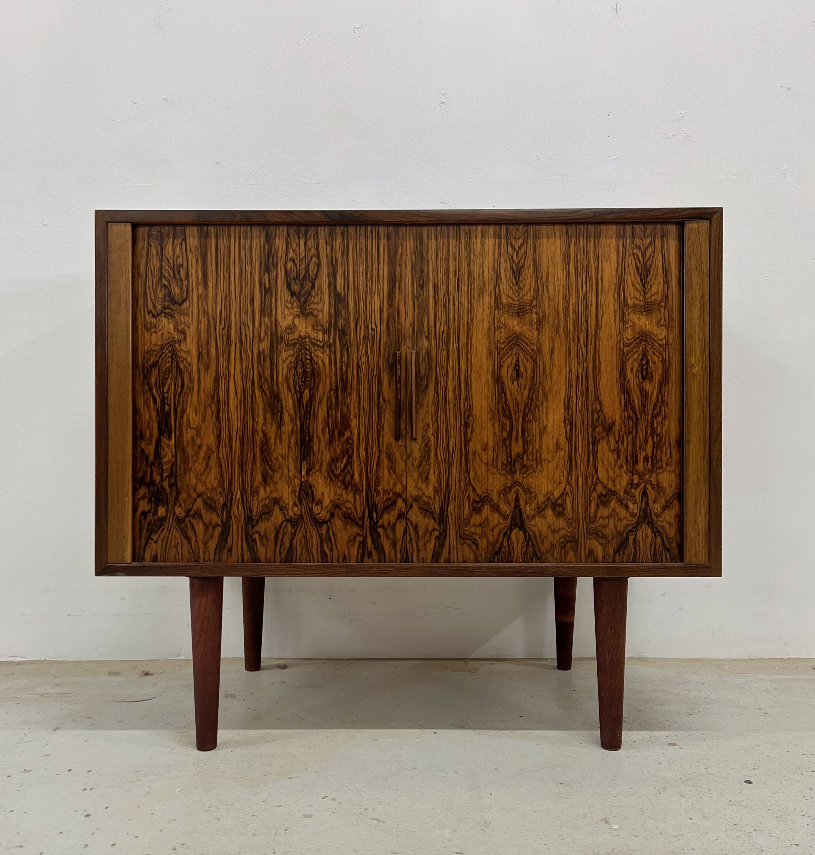 Rosewood Tambour Door Cabinet By Kai Kristiansen For Feldballes