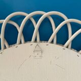 Miroir en rotin blanc année 60/70