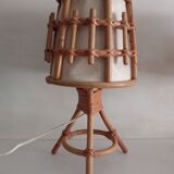 Pair of vintage bamboo bedside lamps