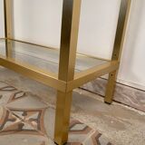 Bookcase in gilded metal and glass, Pierre Vandel Paris, circa 70