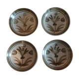 Vintage hollow plates in sandstone series of four marked Longchamp