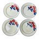 4 assiettes vintage fleurs rose rouge HBCM