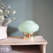 Lampe à poser en verre de Clichy vert