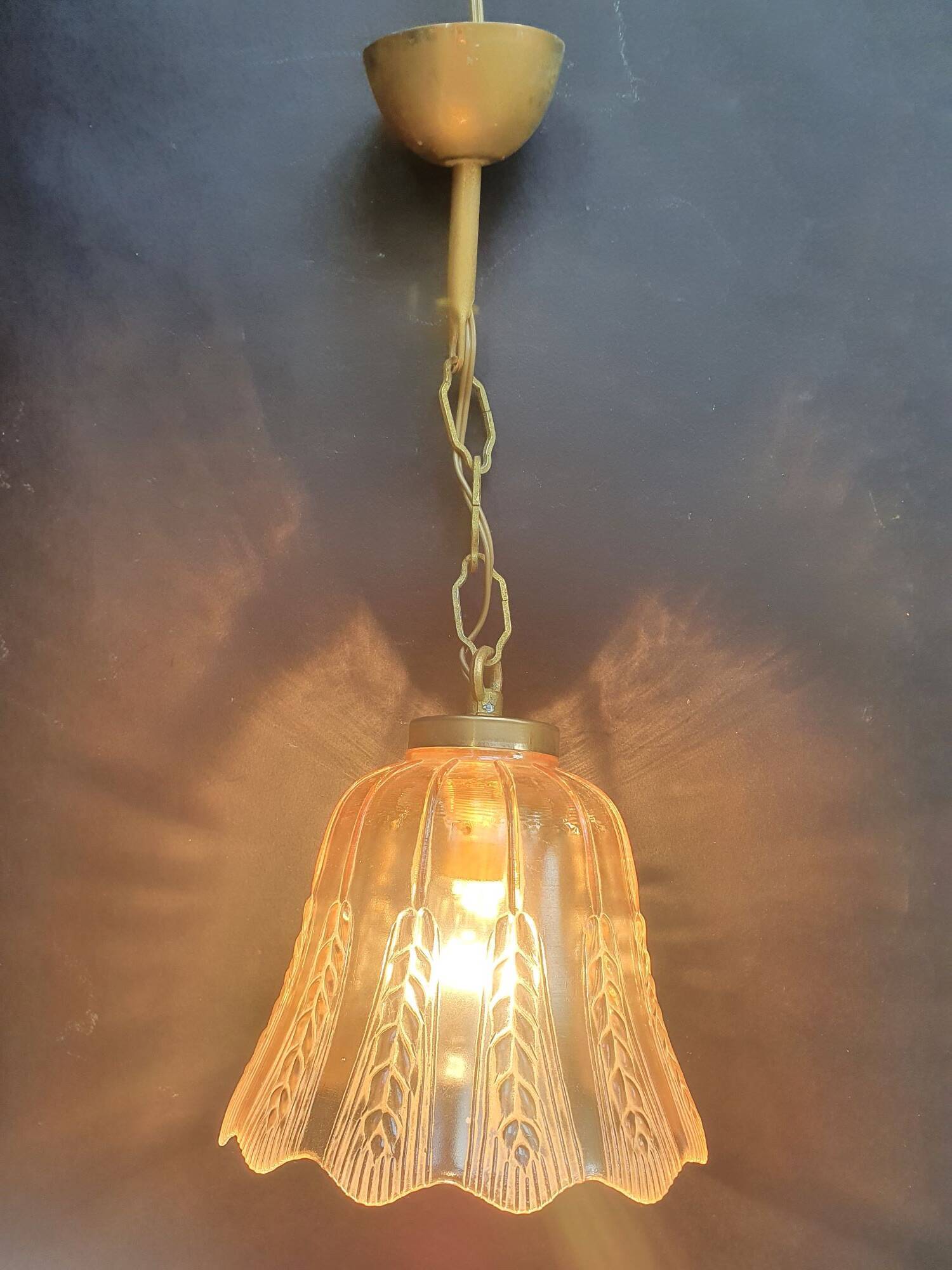 Pair of vintage spike-patterned pendant lights