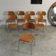 Set of 8 industrial style school chairs, Czechoslovakia 1950