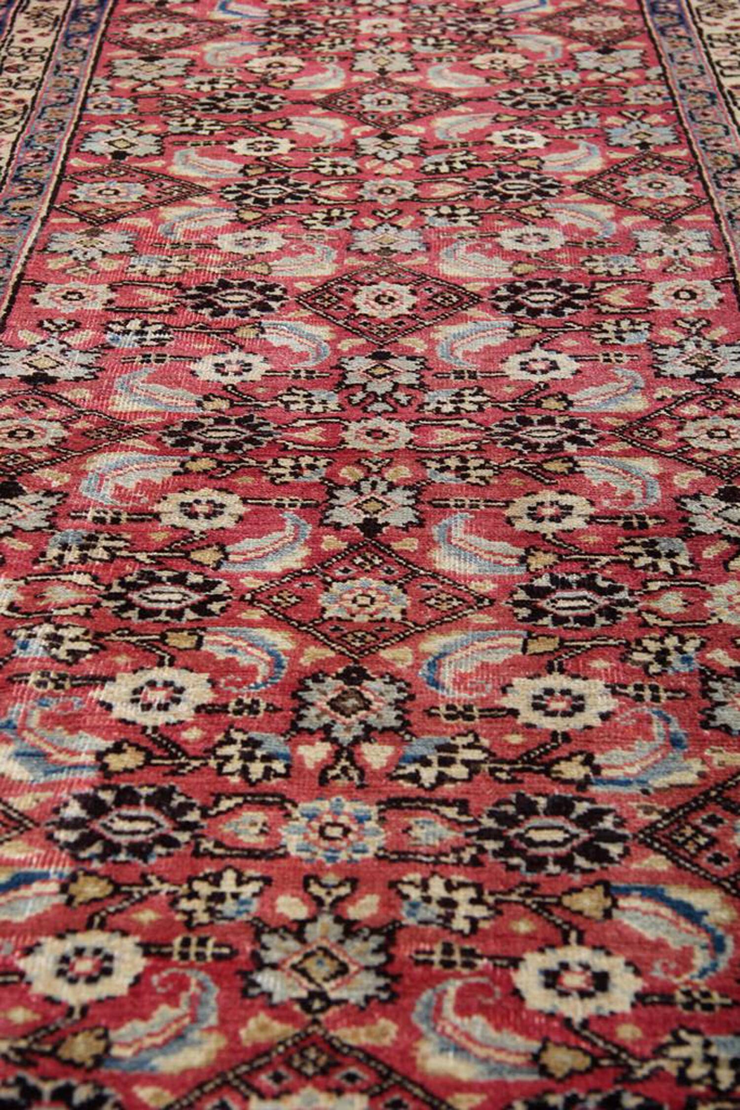 Vintage Hussein Abad Rust Runner, Hand-Knotted Wool Rug 92 x 290 cm