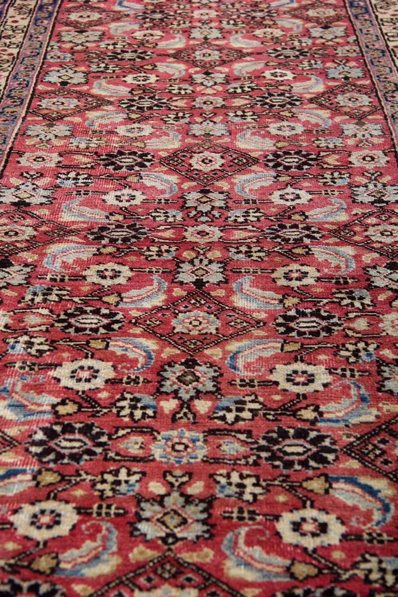 Vintage Hussein Abad Rust Runner, Hand-Knotted Wool Rug 92 x 290 cm