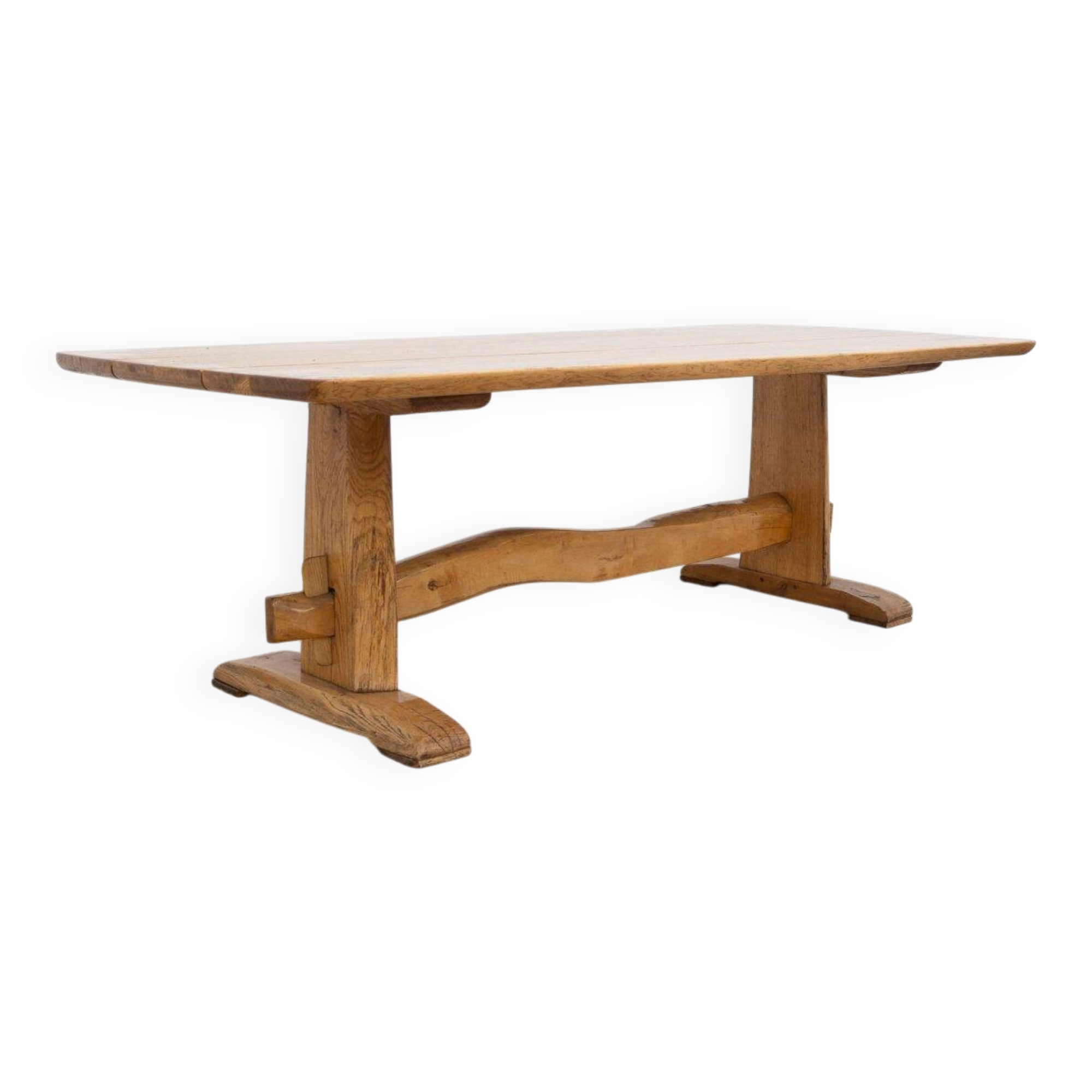 Solid oak dining table - 20th century French design