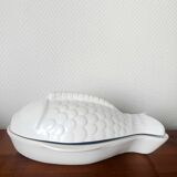 Grand plat à poisson en céramique vintage