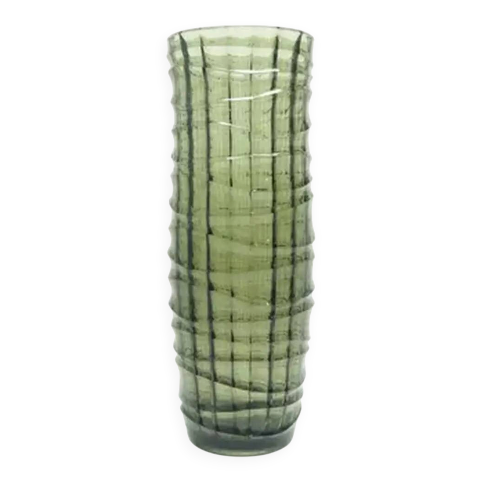 Baleron vase Modernism, transparent glass, HSG Ząbkowice, Poland, 1970s