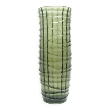 Baleron vase Modernism, transparent glass, HSG Ząbkowice, Poland, 1970s