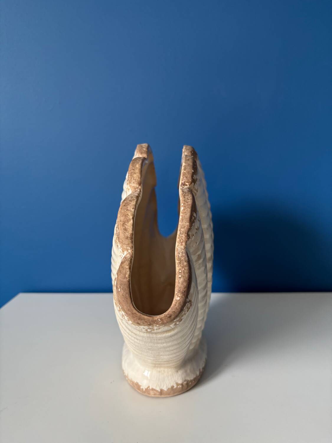 Vintage earthenware shell vase, Denmark