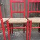 Set de chaises de campagne vintage en bois laqué rouge