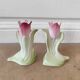Paire vases soliflore art deco barbotine tulipe