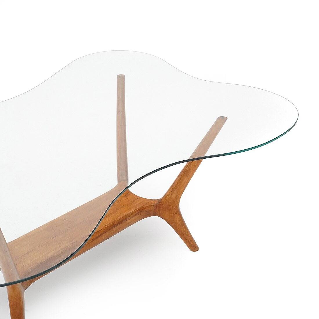 Italian coffee table in wood and glass, 1950s