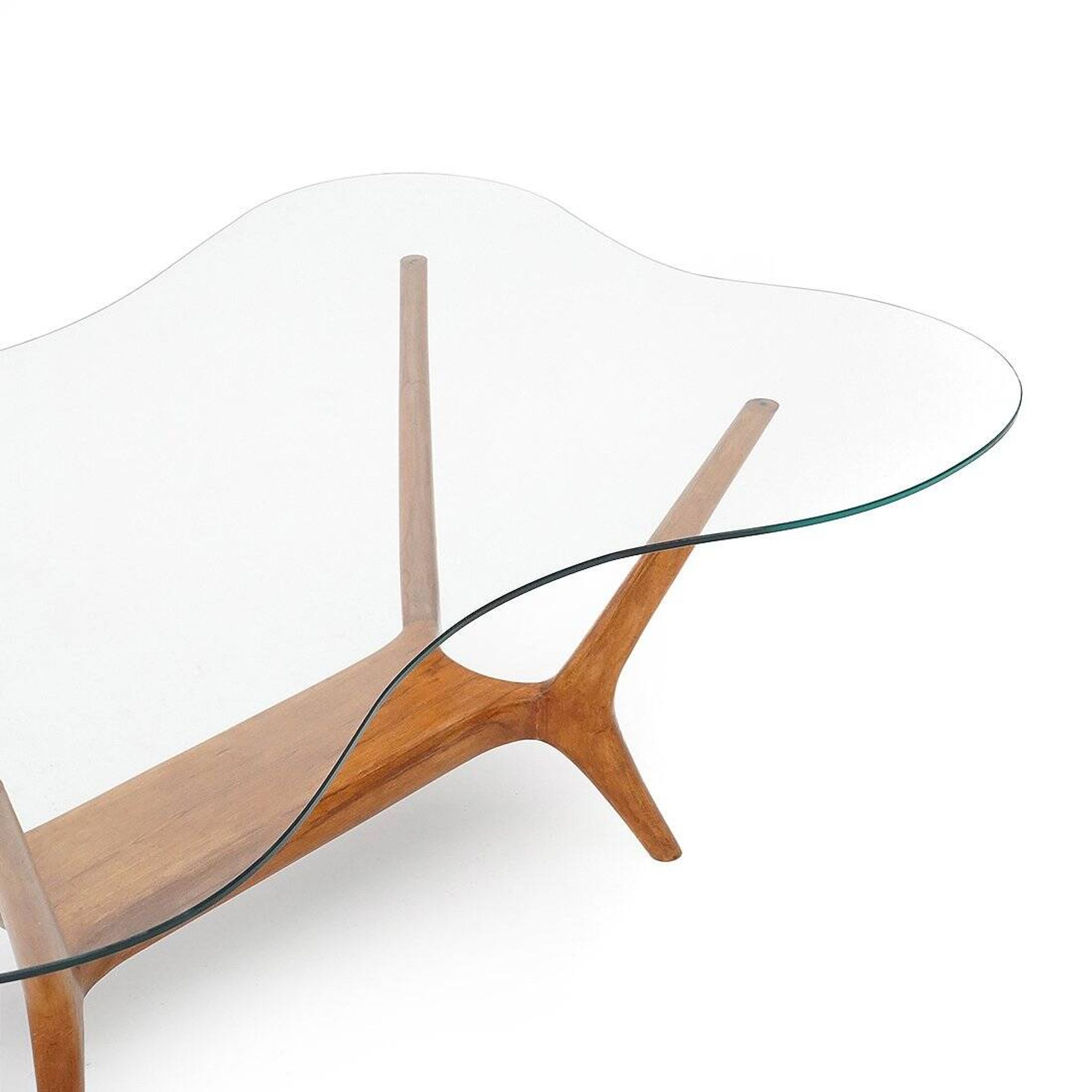 Italian coffee table in wood and glass, 1950s