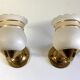 Pair of brass and granite glass sconces - 60s