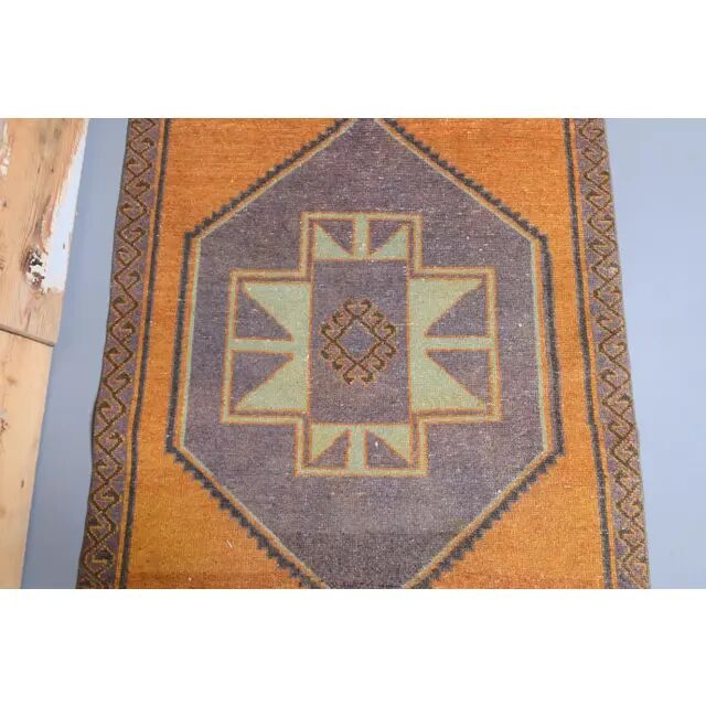 Tapis de couloir en laine turc oushak vintage fait main 111x385