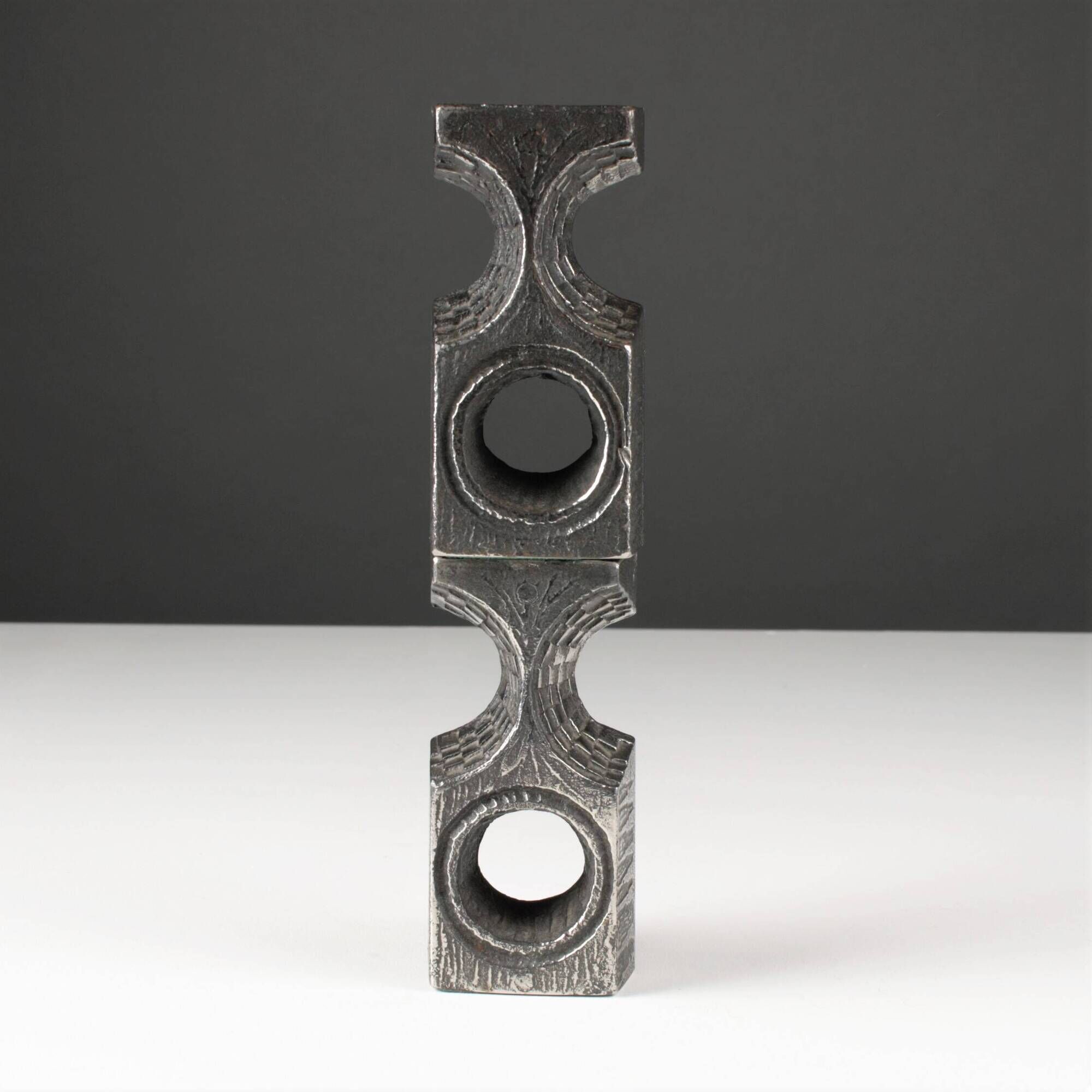 Brutalist candle holders by Olav Joa for Polaris — Steel Art series.