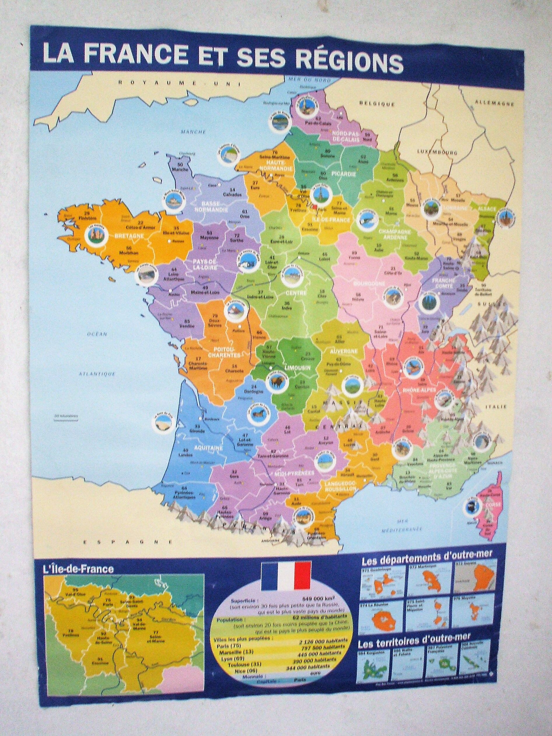 Affiche la France et ses régions